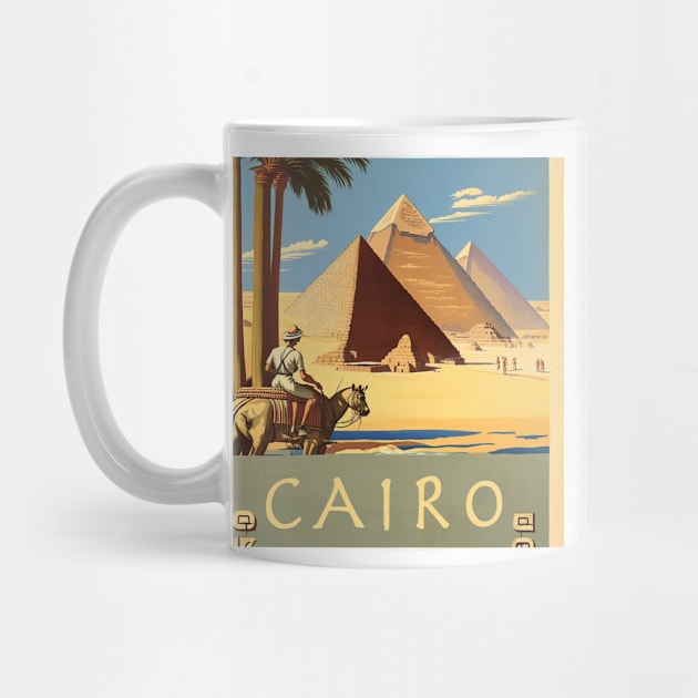 Cairo Egypt Pyramids Vintage Travel Poster by OldTravelArt